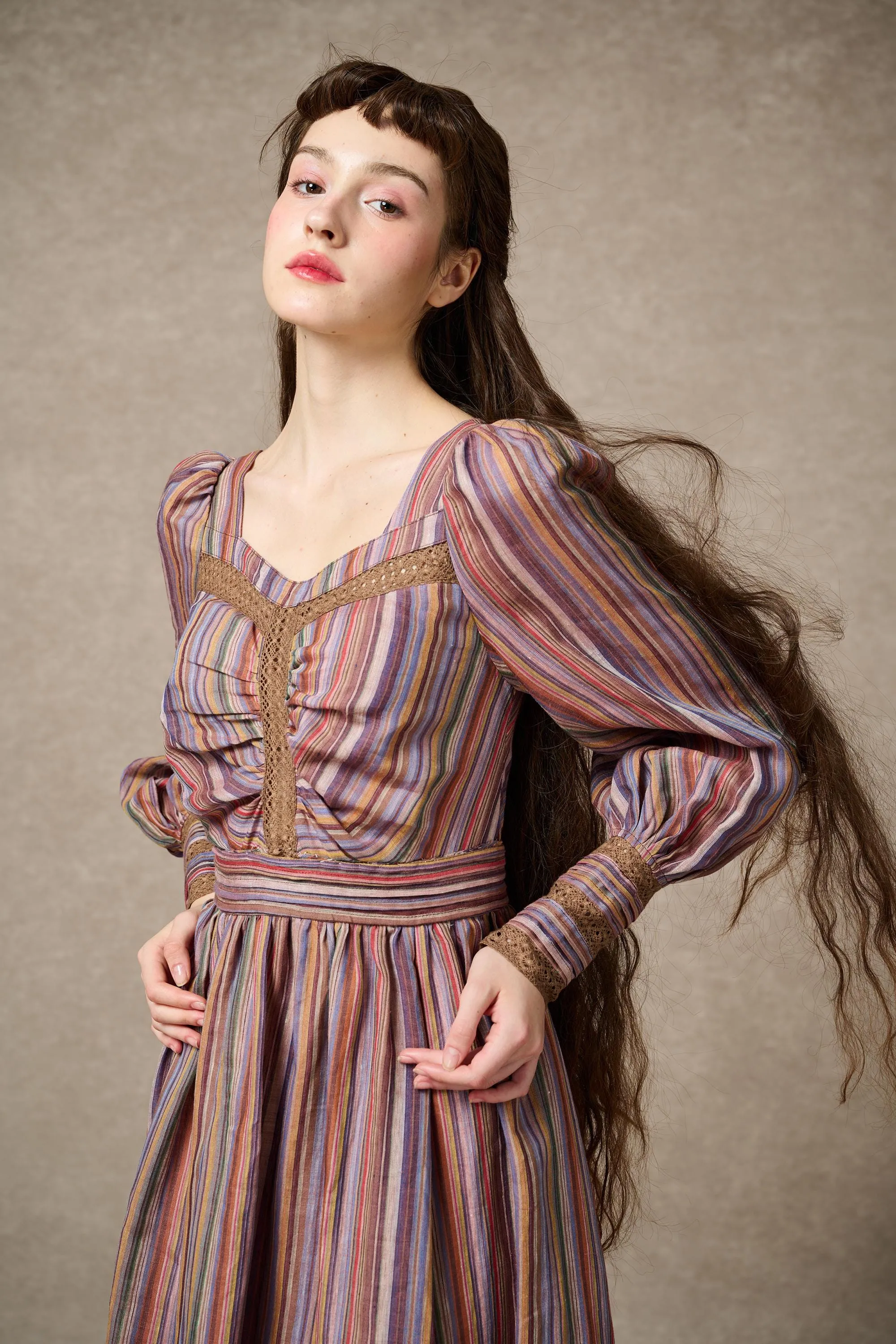 Sally 21 | Regency Striped Linen Dress