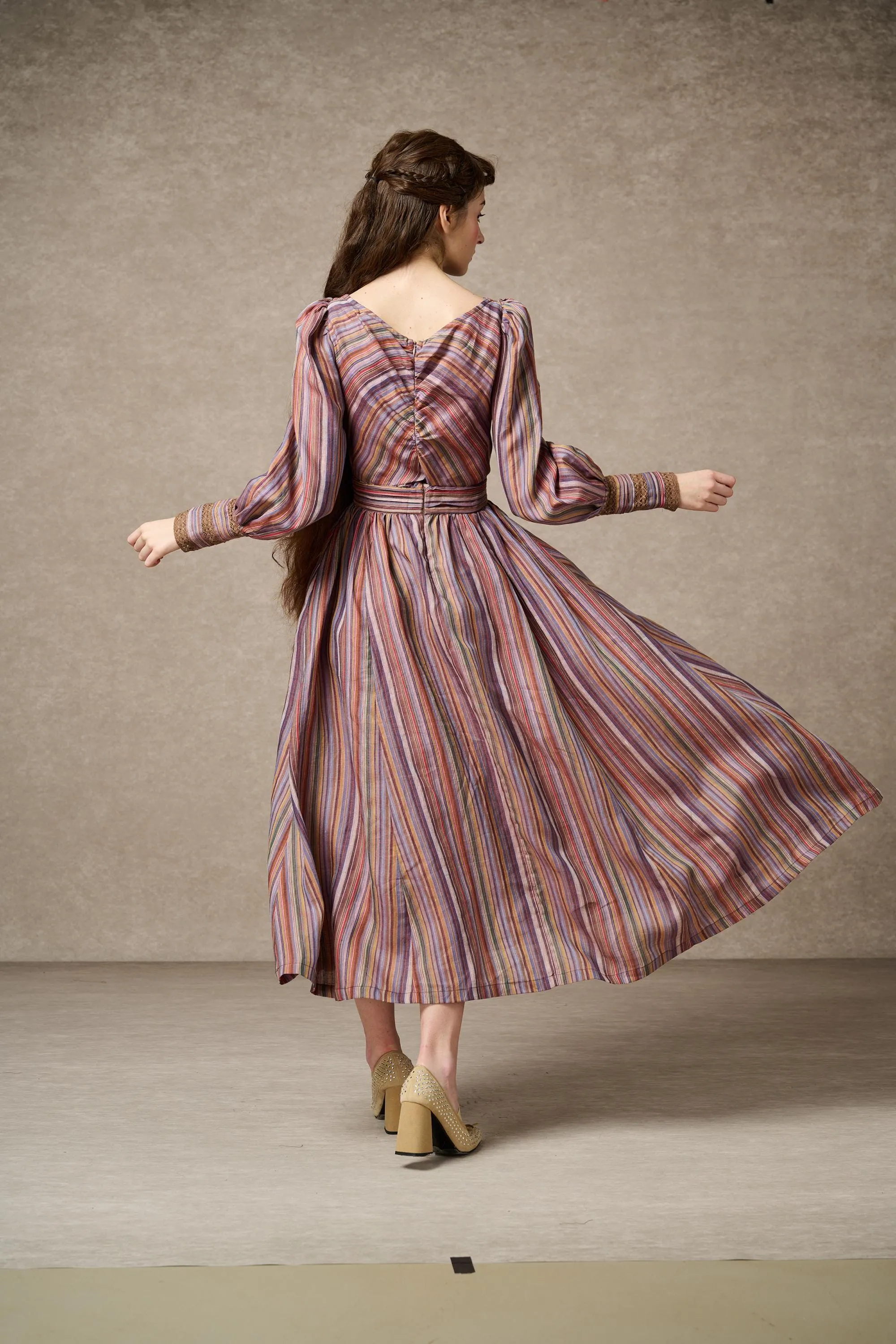 Sally 21 | Regency Striped Linen Dress