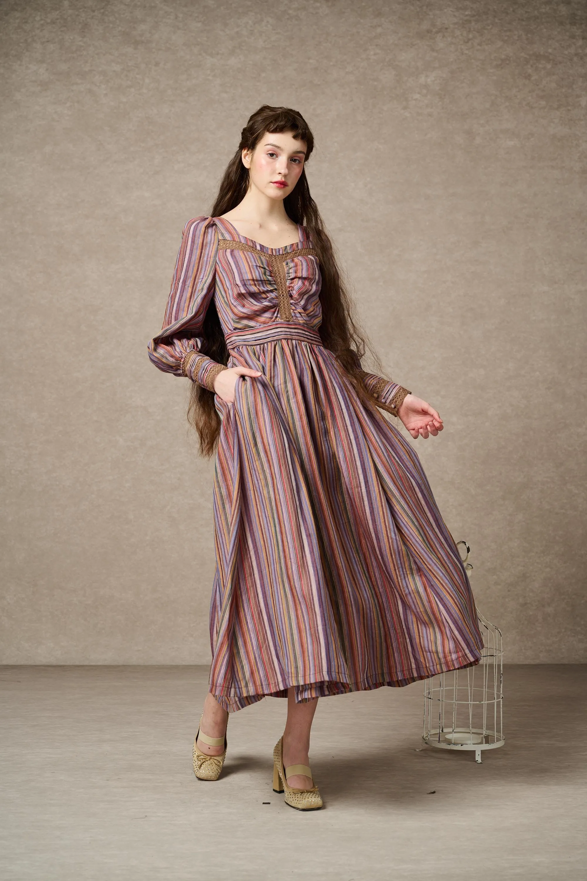 Sally 21 | Regency Striped Linen Dress