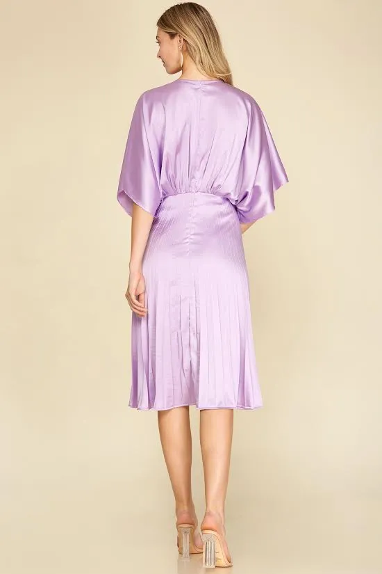 Satin Cascade Midi Dress