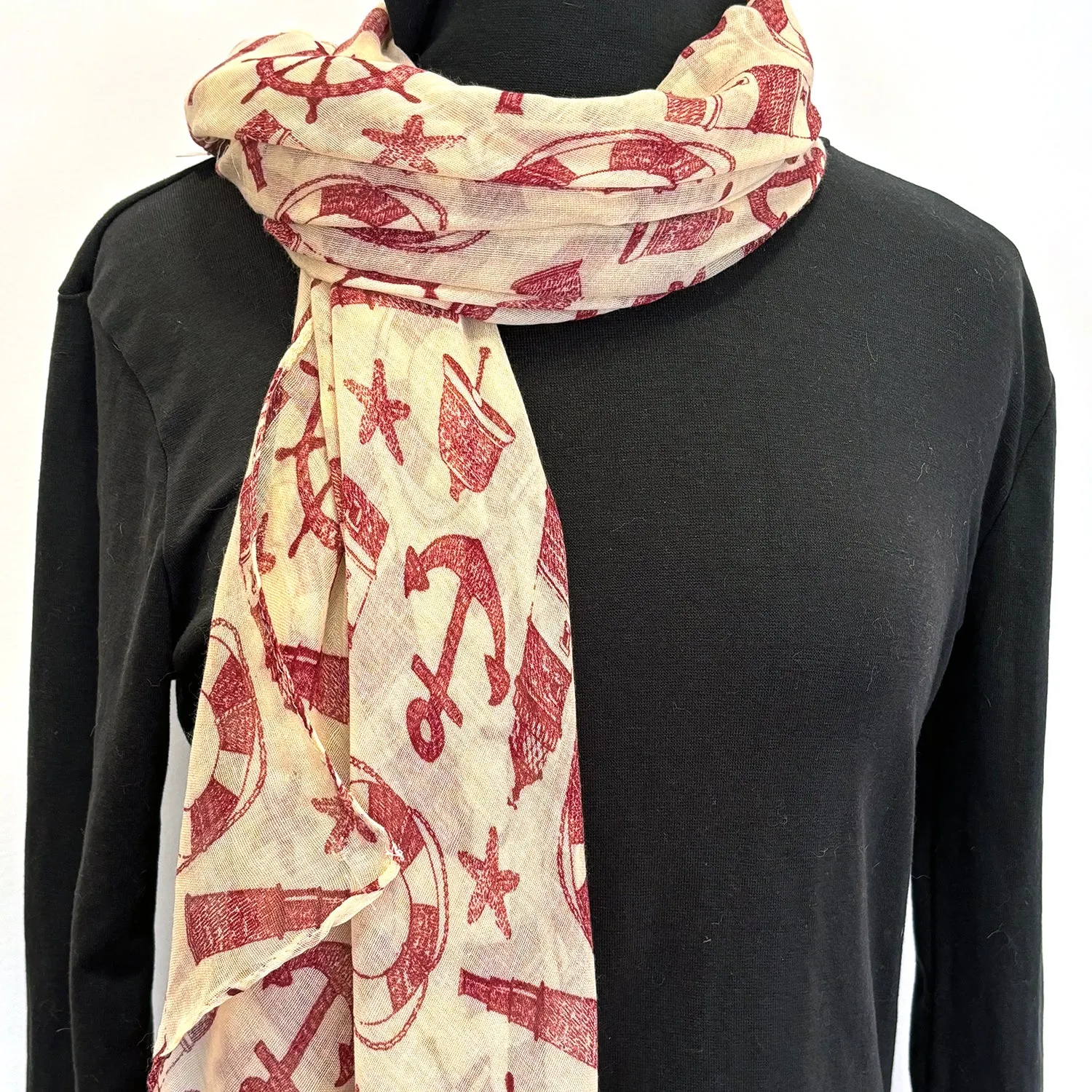 Scarf - Nautical Burgundy