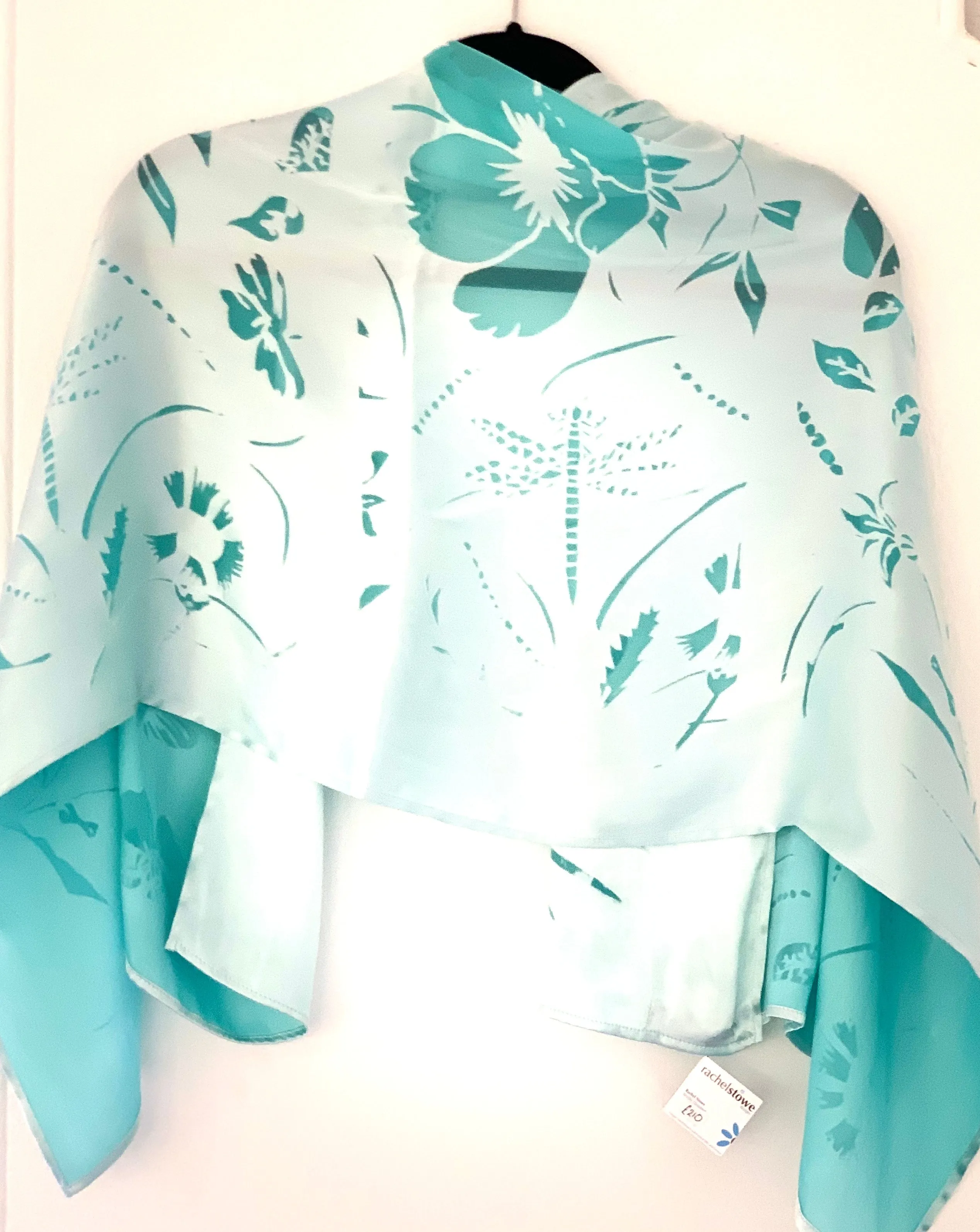 Shiny silver / Aqua Blue inspired Silk Velvet Wrap