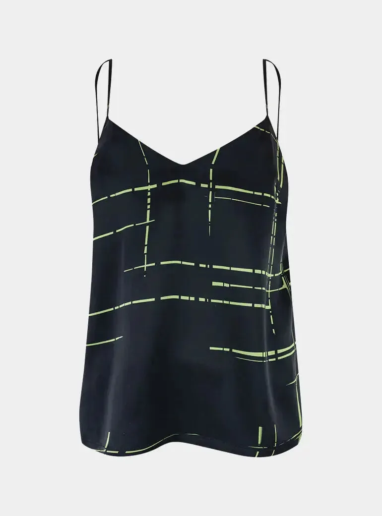 Silk Dreamscape Black Check Camisole