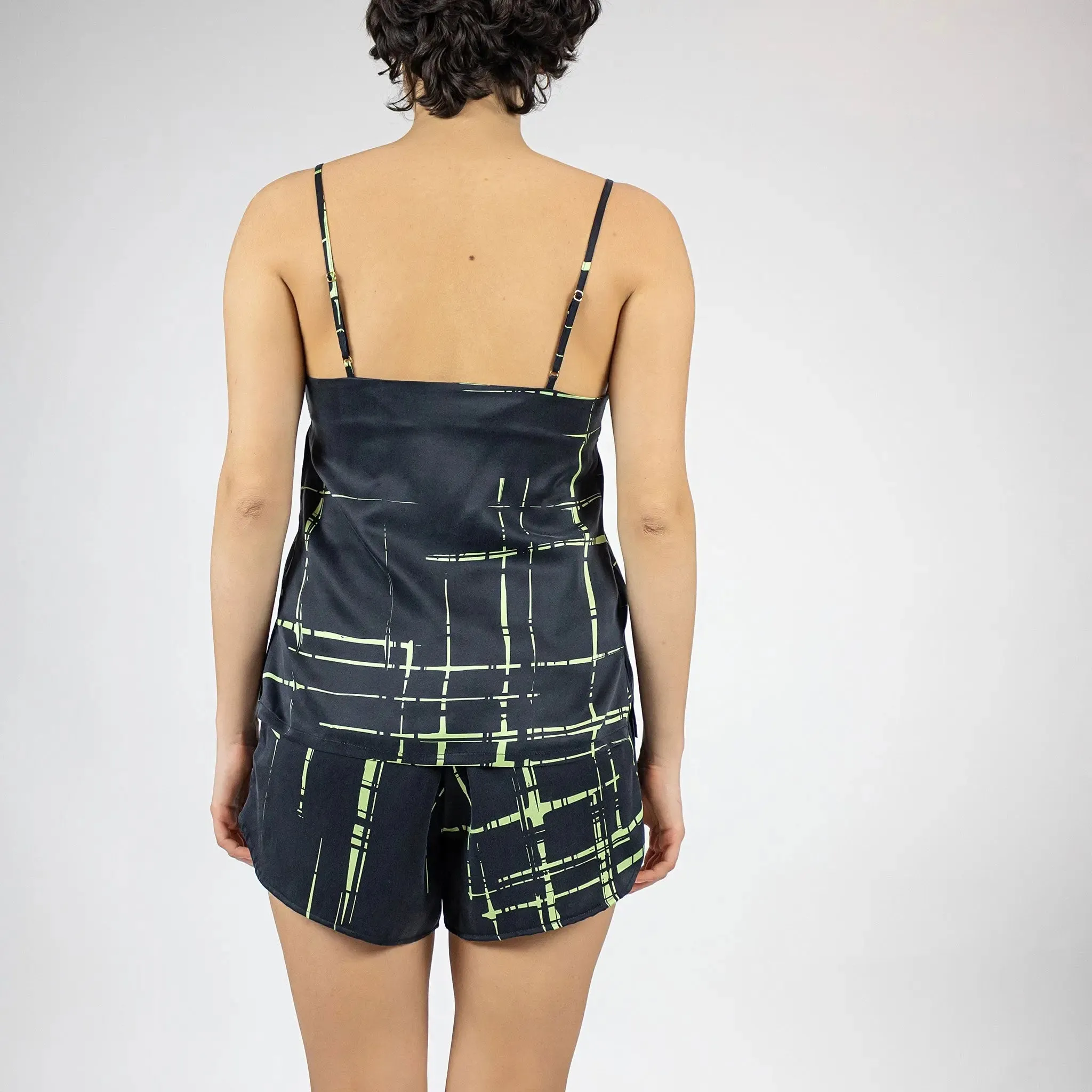 Silk Dreamscape Black Check Camisole