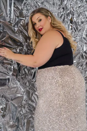 SILVER SEQUIN DORRIS SKIRT