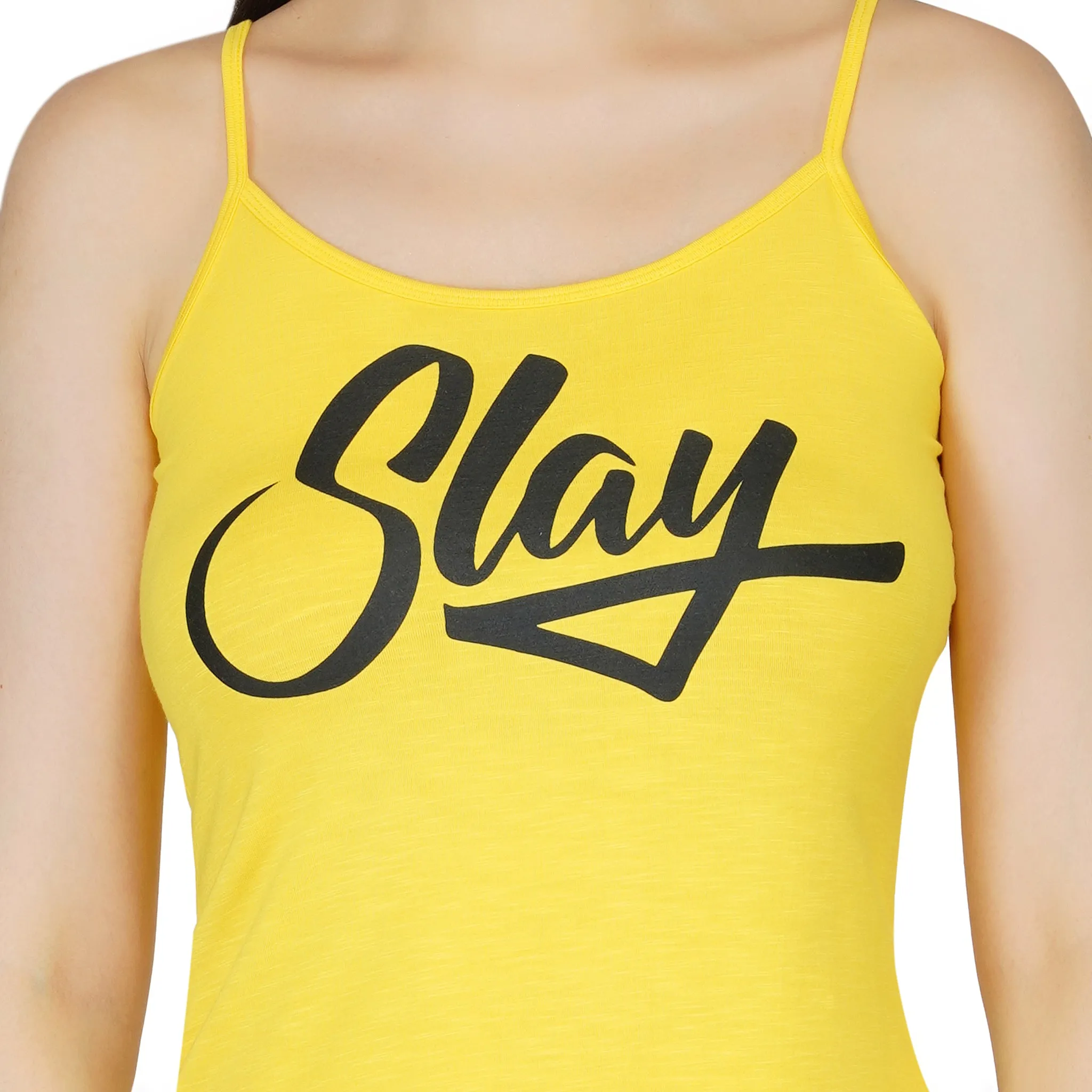 SLAY. Women's Neon Yellow Printed Camisole