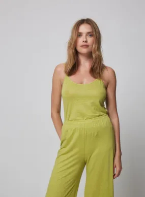 Stretch Linen Spaghetti Camisole - Anis