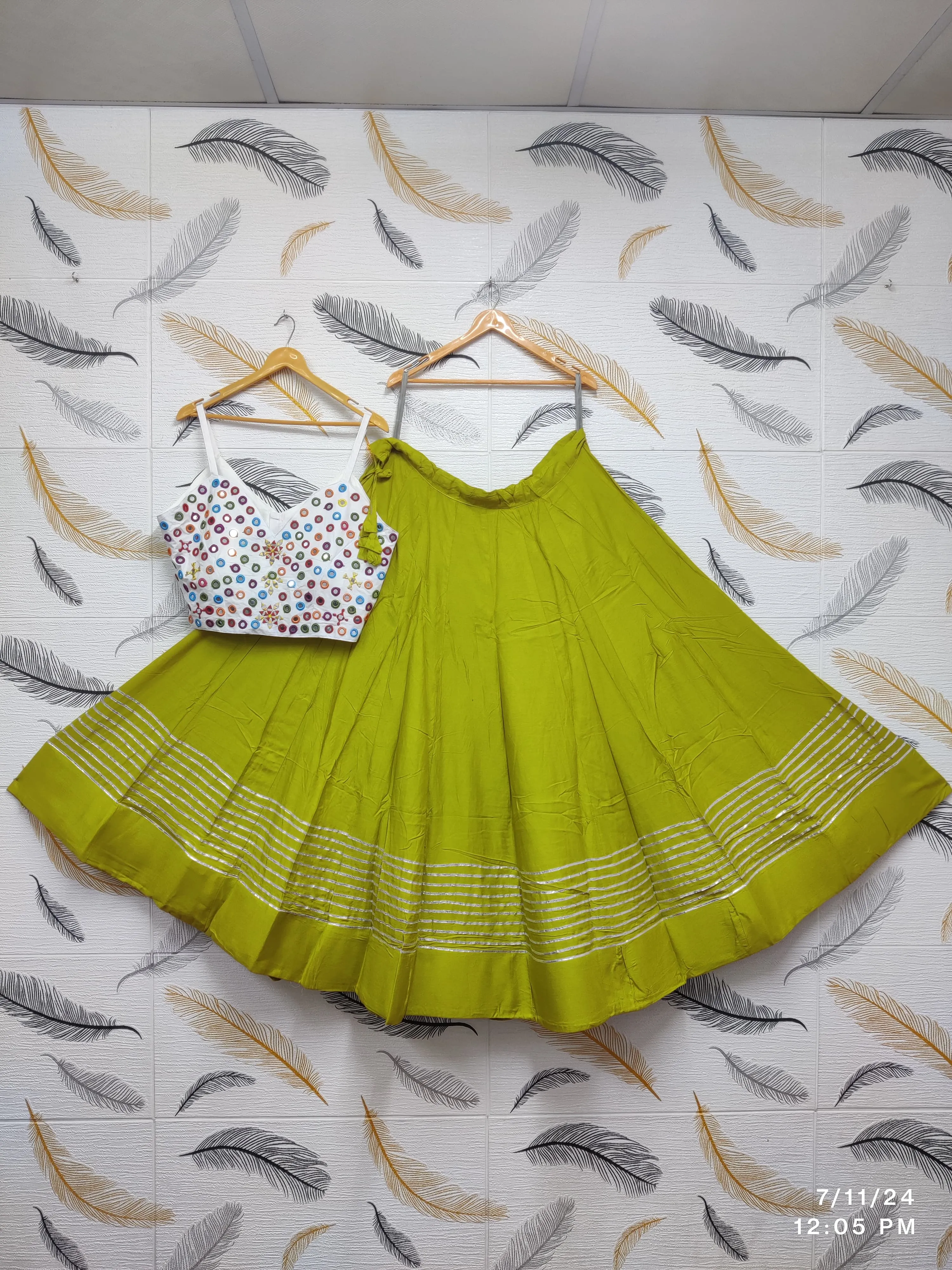 Stunning Light Green Color Rayon Cotton Skirt For Women