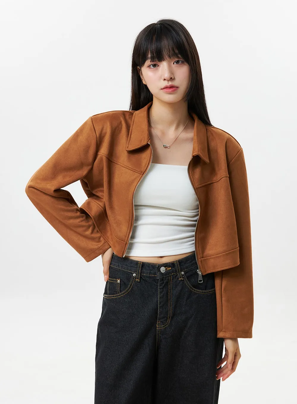 Suede Cropped Jacket OS309