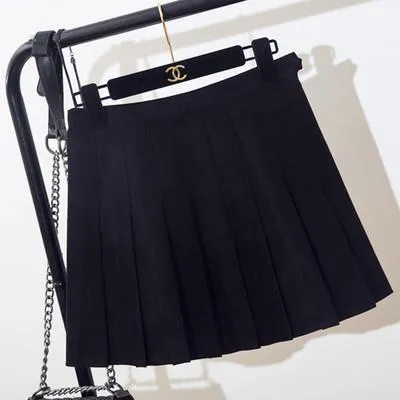 Suede Soft School Pleated Skirt