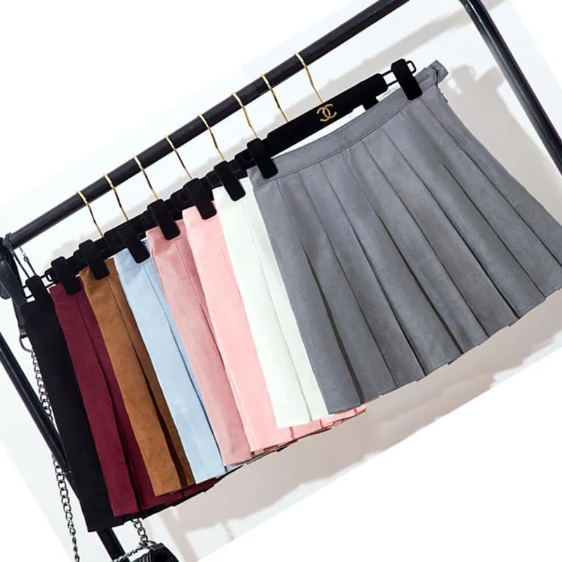 Suede Soft School Pleated Skirt