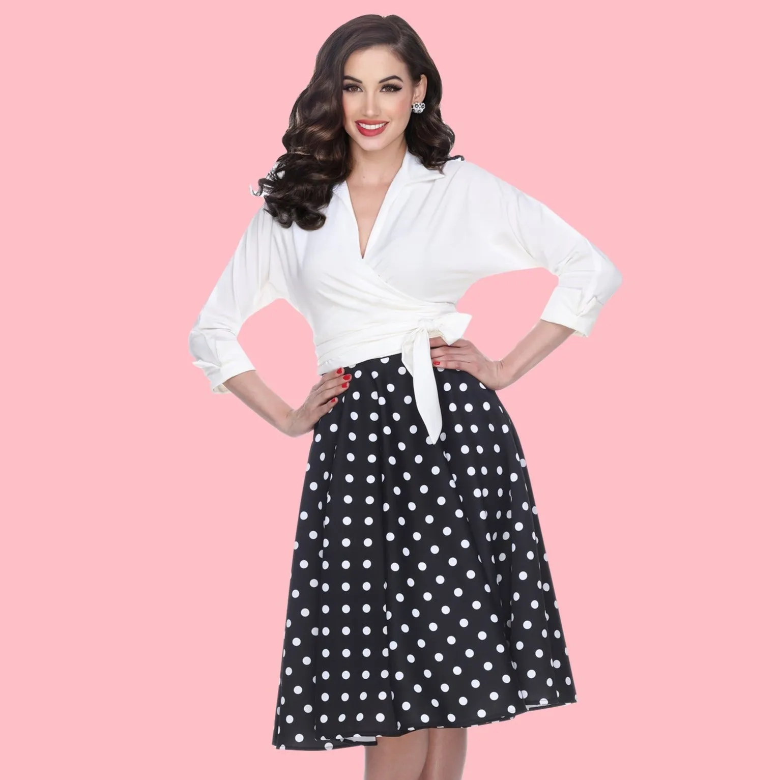 Swing Skirt in Black Polka Dot