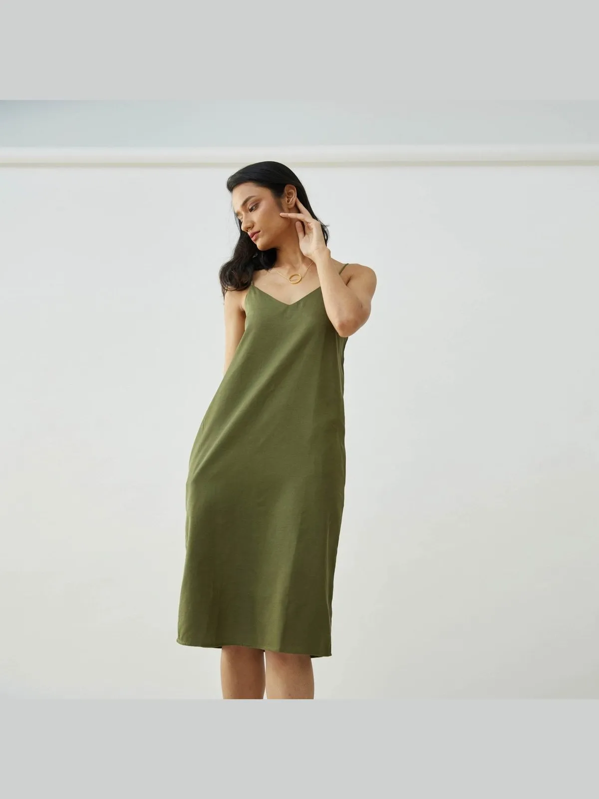 Tencel Solid Slip Dress