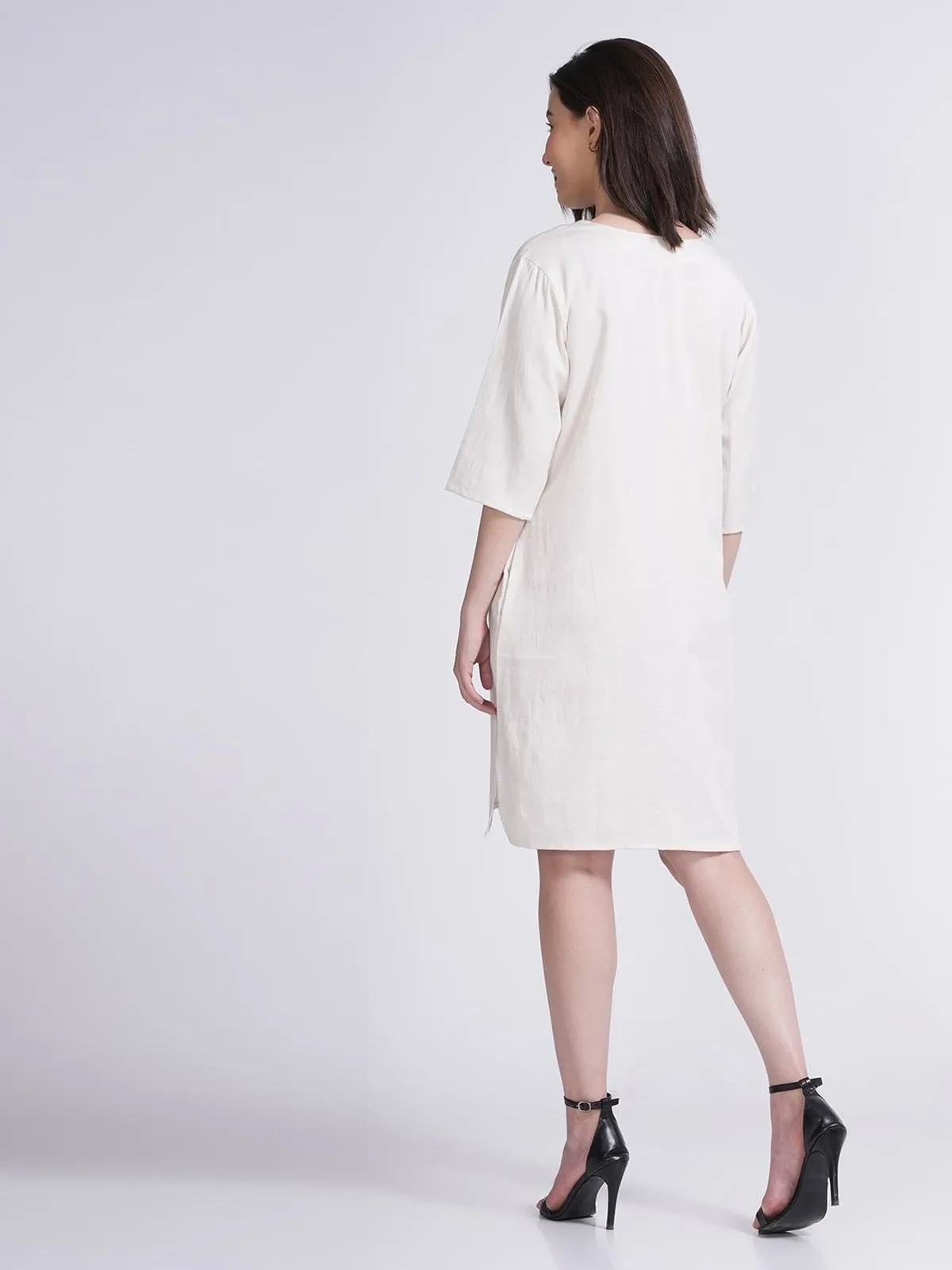 Tencel Solid V-Neck Dress