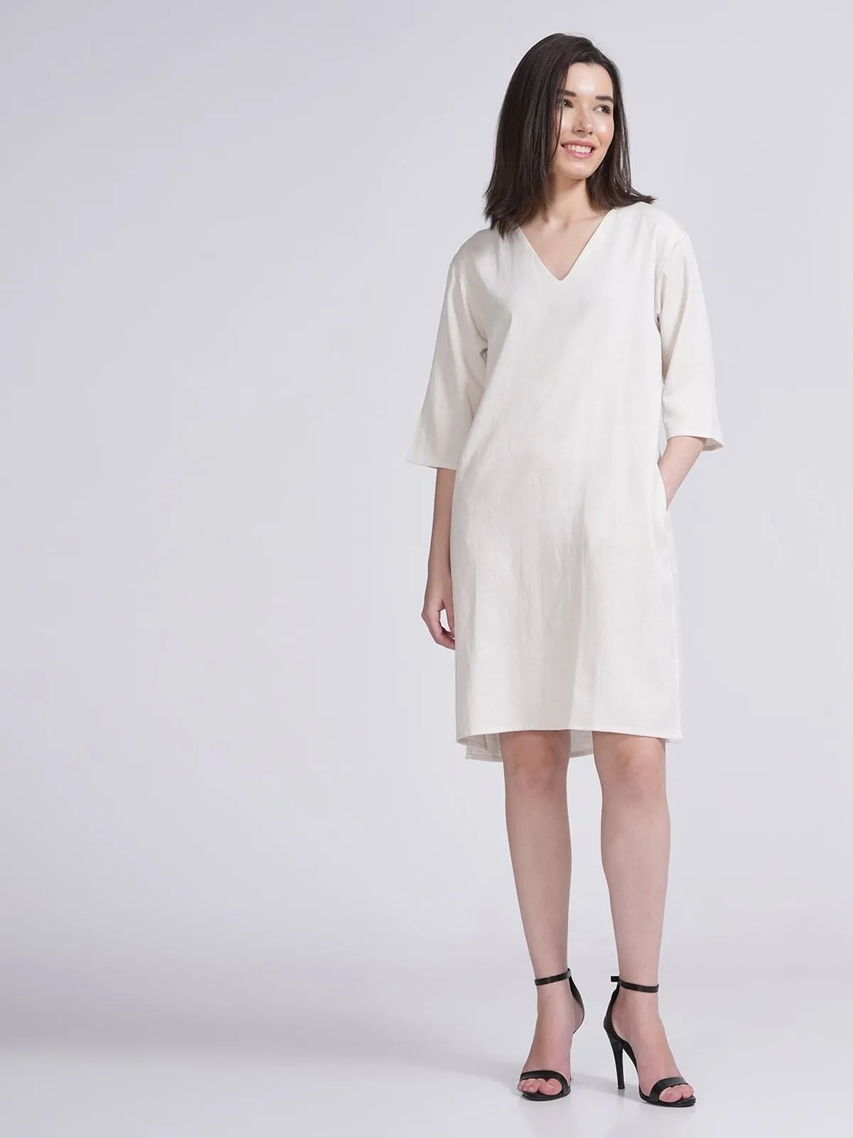 Tencel Solid V-Neck Dress