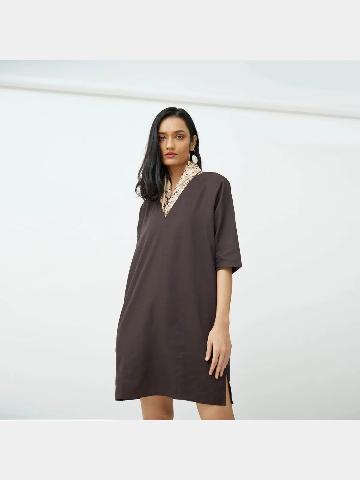 Tencel Solid V-Neck Dress