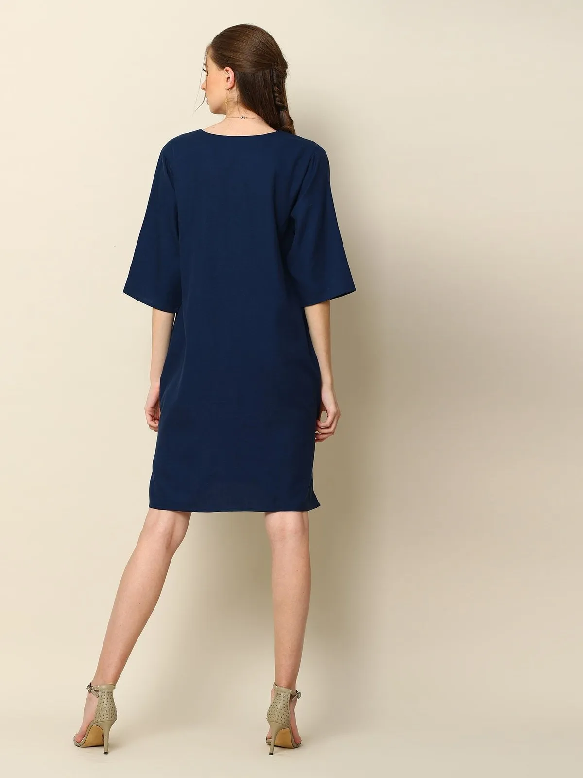 Tencel Solid V-Neck Dress