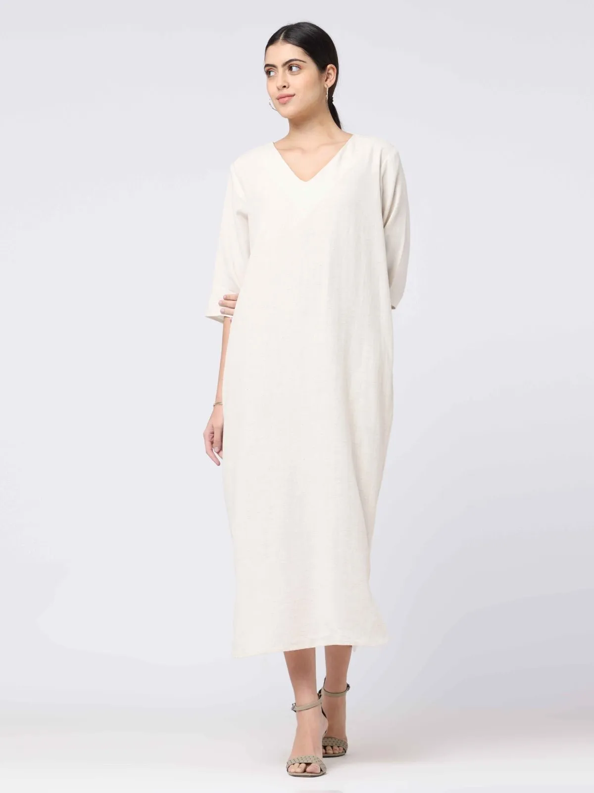 Tencel Solid V-Neck Maxi Dress