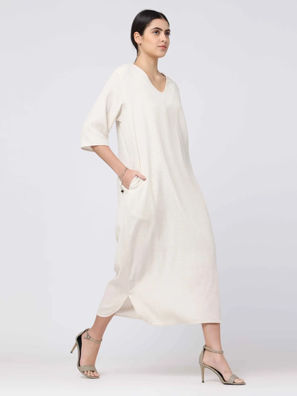 Tencel Solid V-Neck Maxi Dress