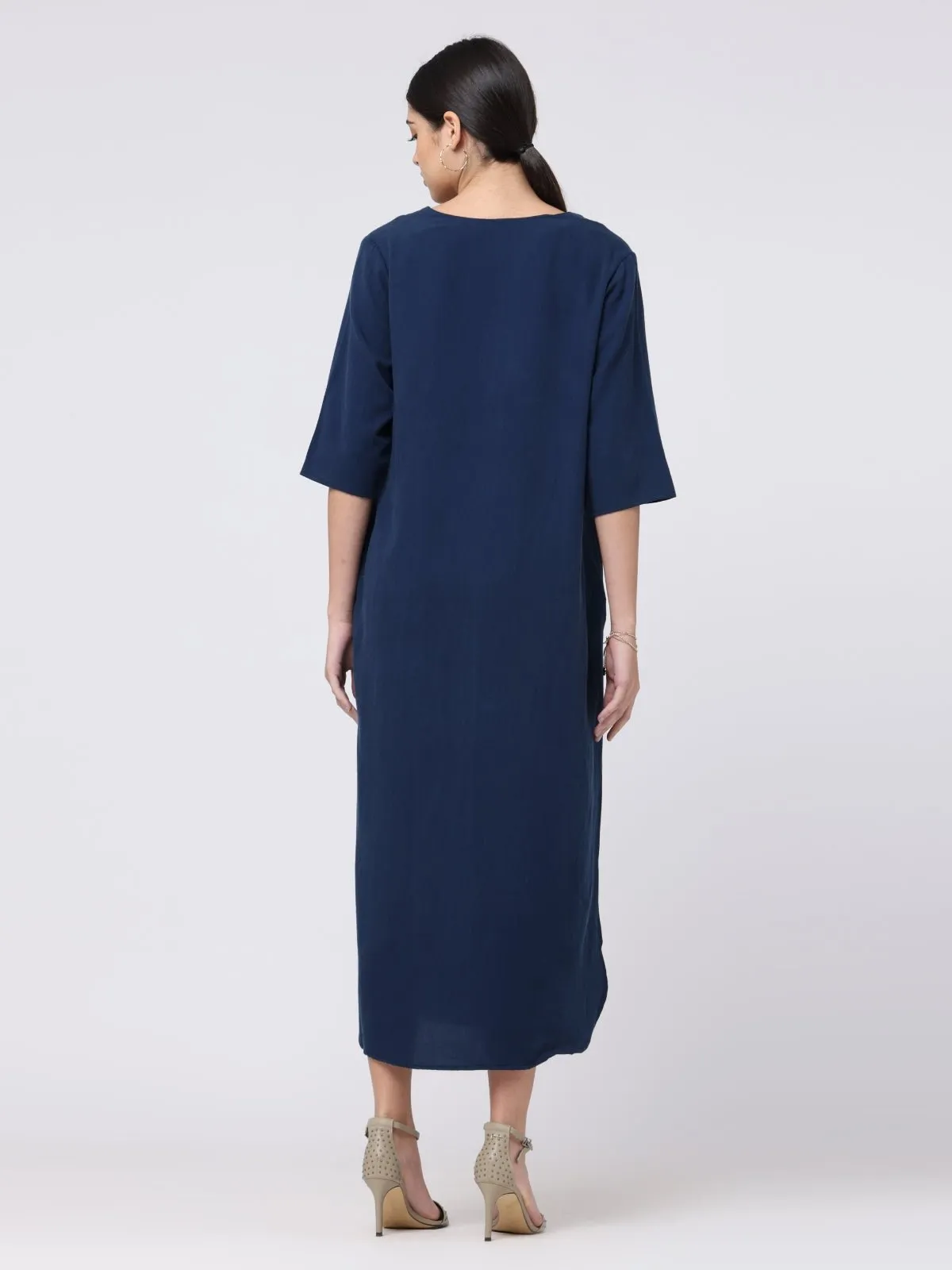 Tencel Solid V-Neck Maxi Dress