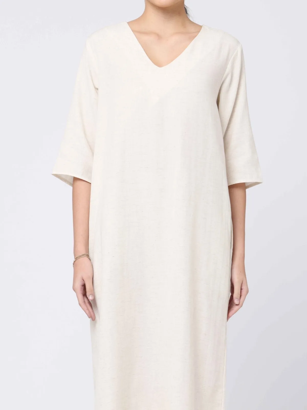 Tencel Solid V-Neck Maxi Dress