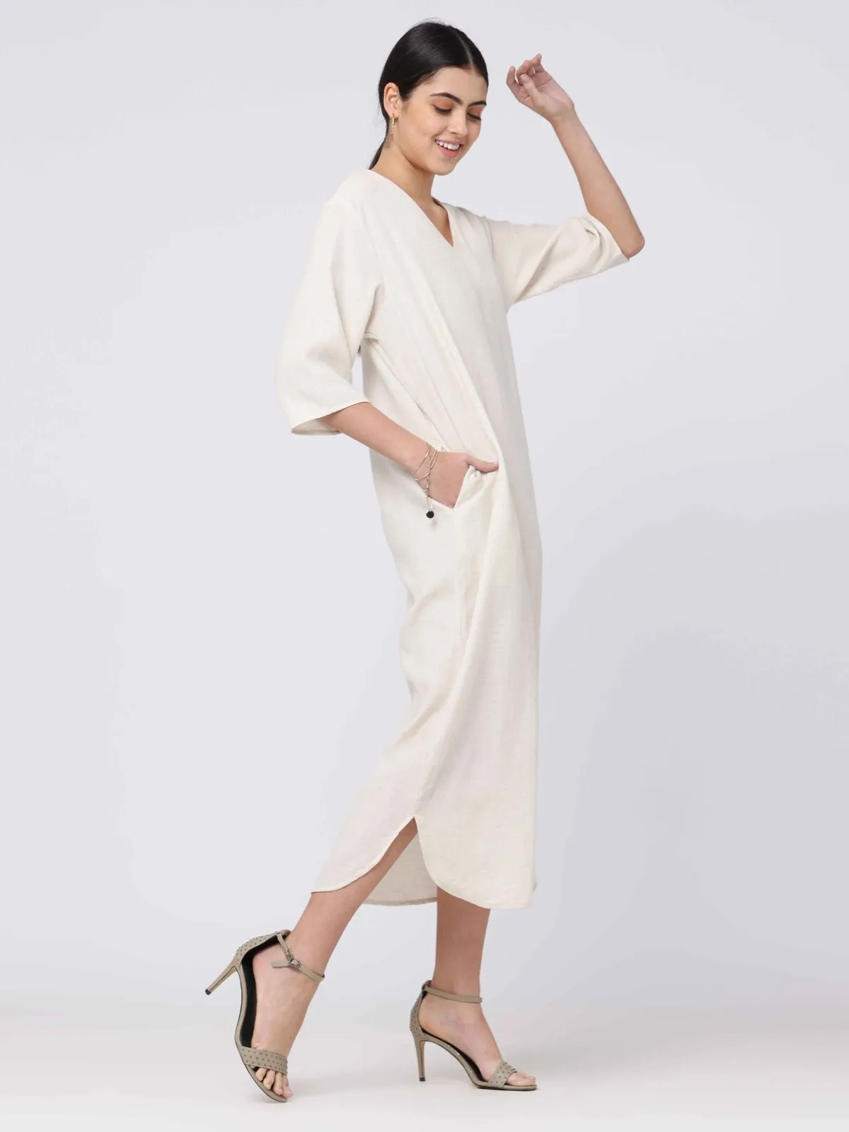 Tencel Solid V-Neck Maxi Dress