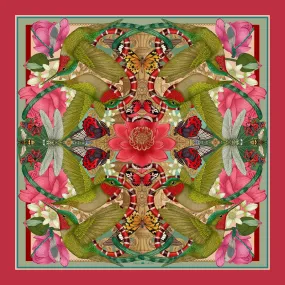 The Hummingbird & Lotus Silk Scarf | 130x130cm [Preorder]