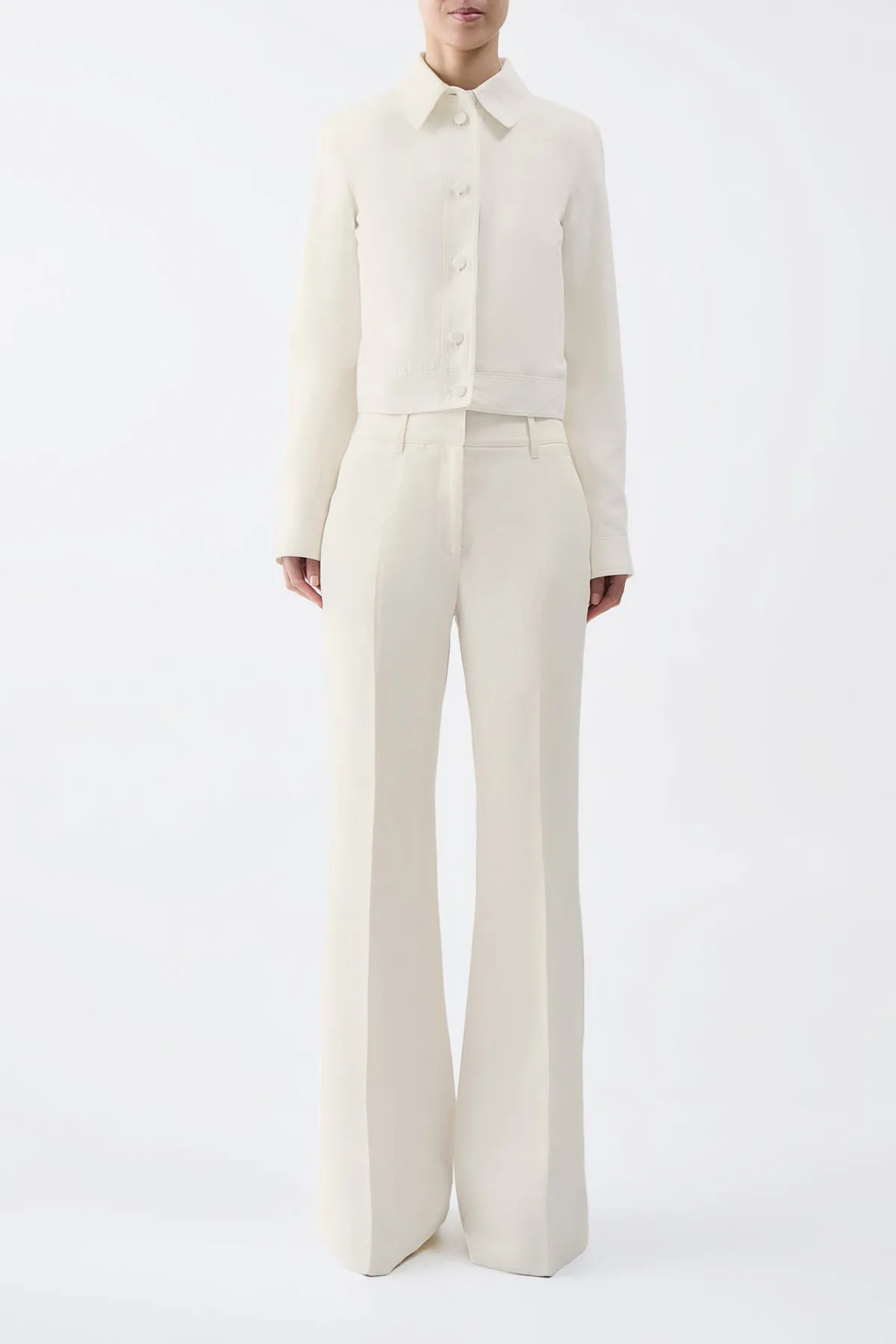 Thereza Jacket in Ivory Linen Virgin Wool