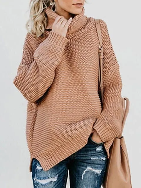 Thick Knitted Turtleneck Sweater for Women - Cozy Winter Pullover