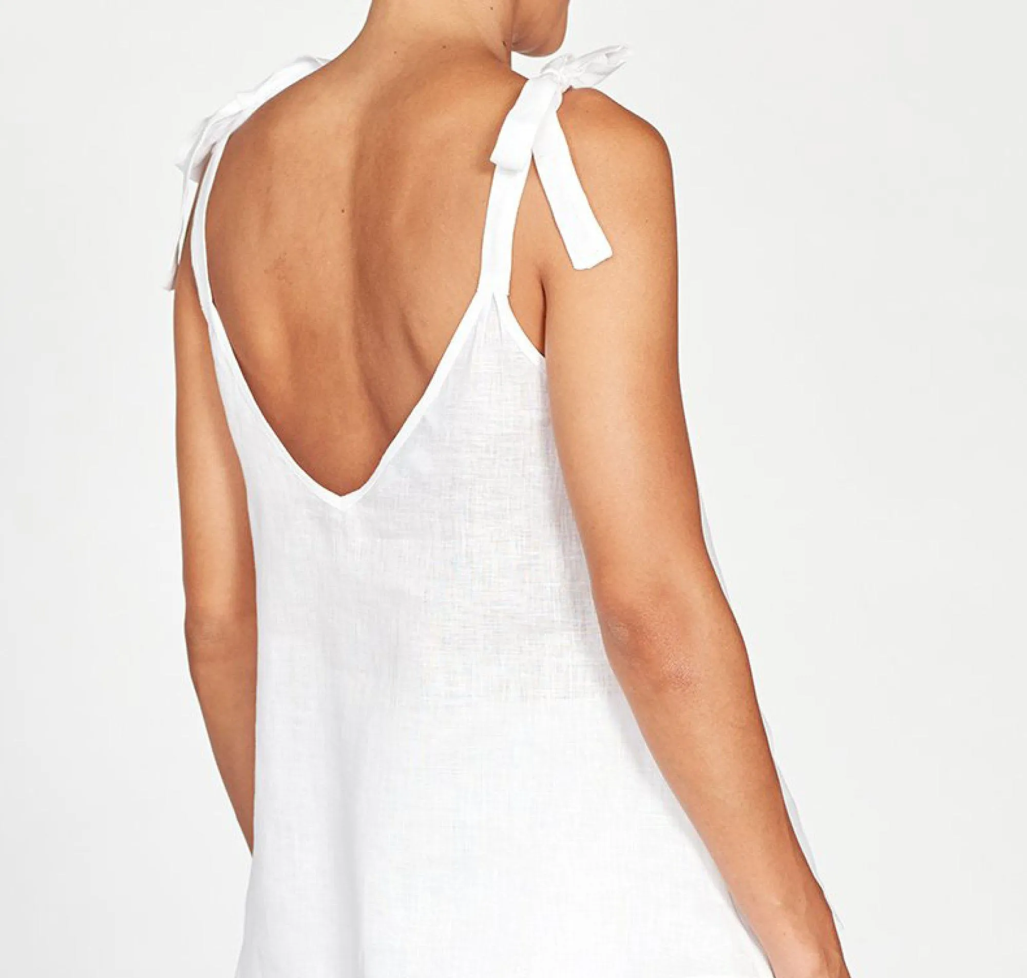 Tie Shoulder Linen Cami [Crisp White]