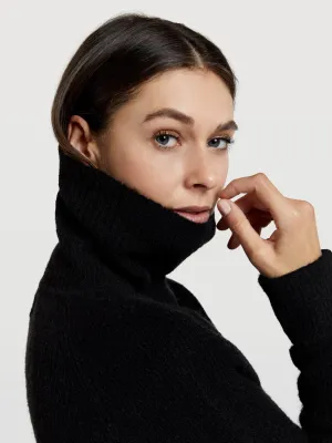 Turtle neck sweater with rib effect