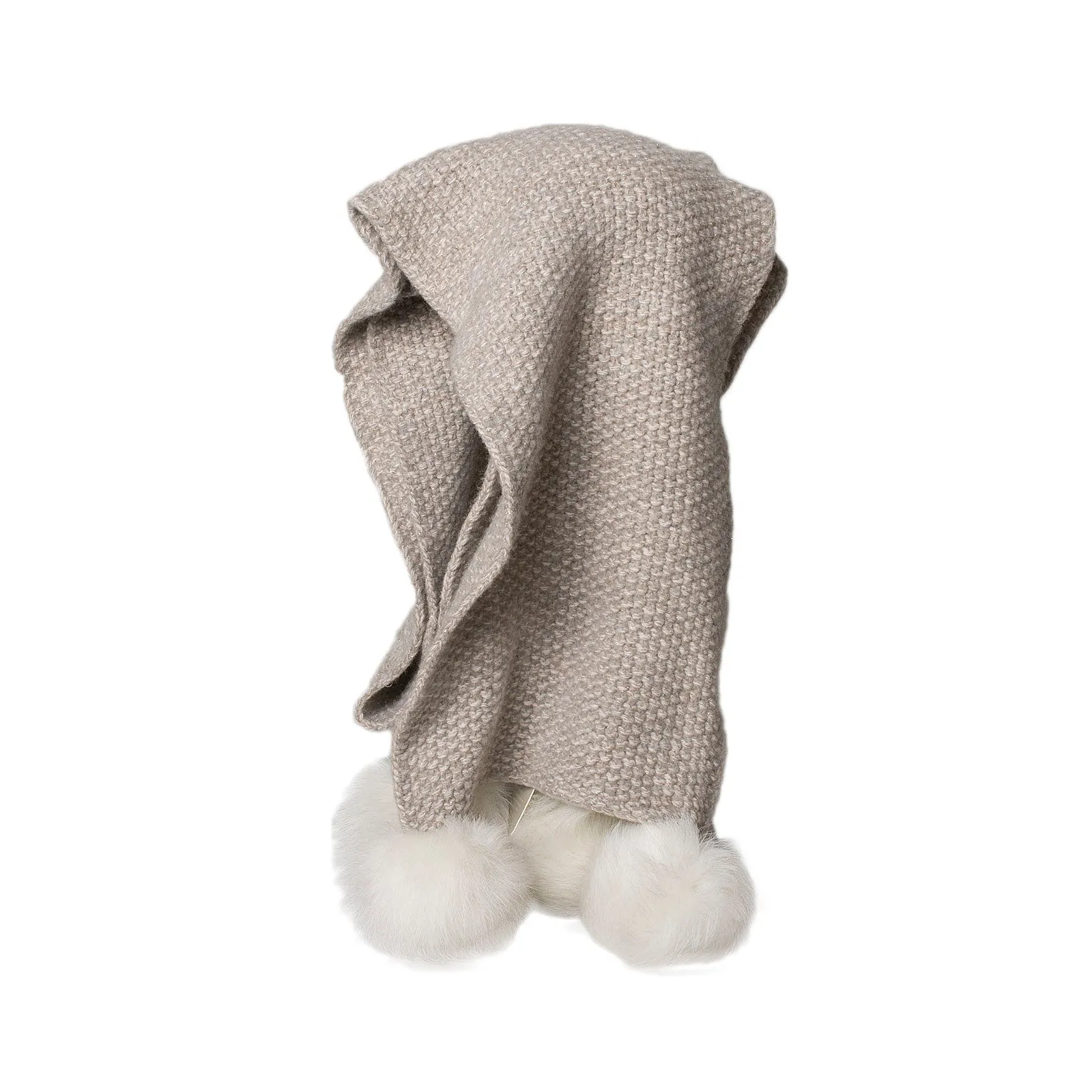 UGG Quatro Pom Cashmere Oatmeal Heather Scarf - Women's