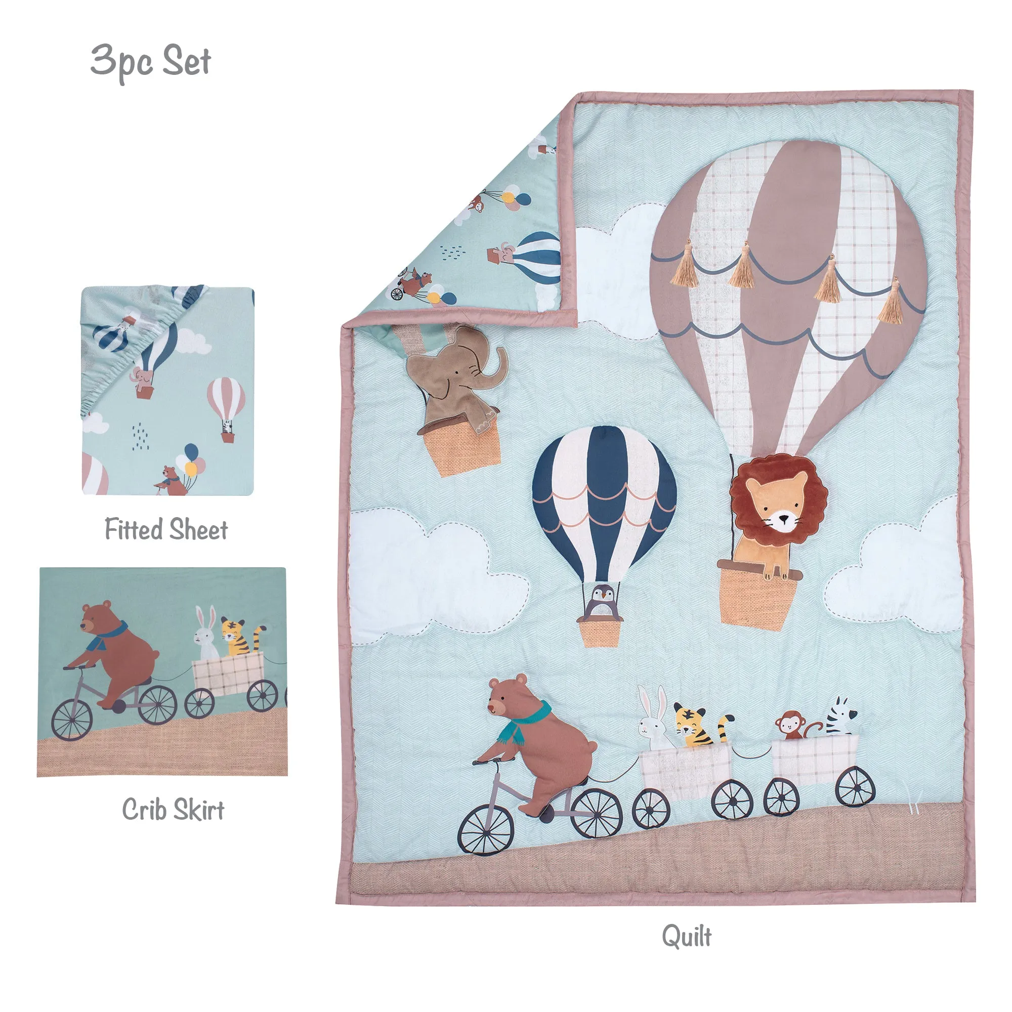 Up Up & Away 3-Piece Crib Bedding Set