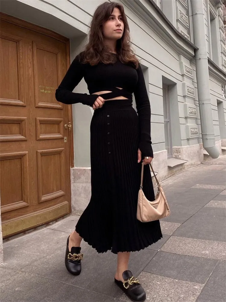 Verandah Pleated Long Skirt Set