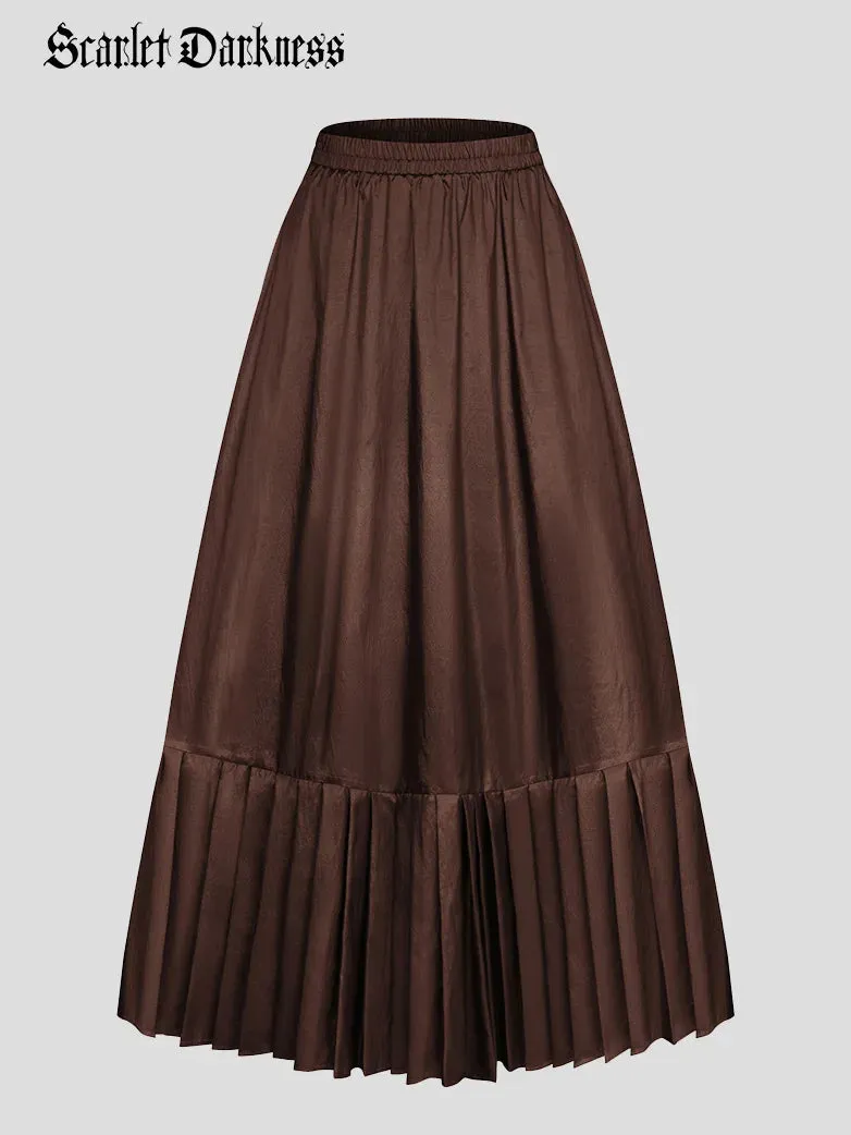 Victorian Goth Tiered Pleated Hem Chameleon Maxi Skirt