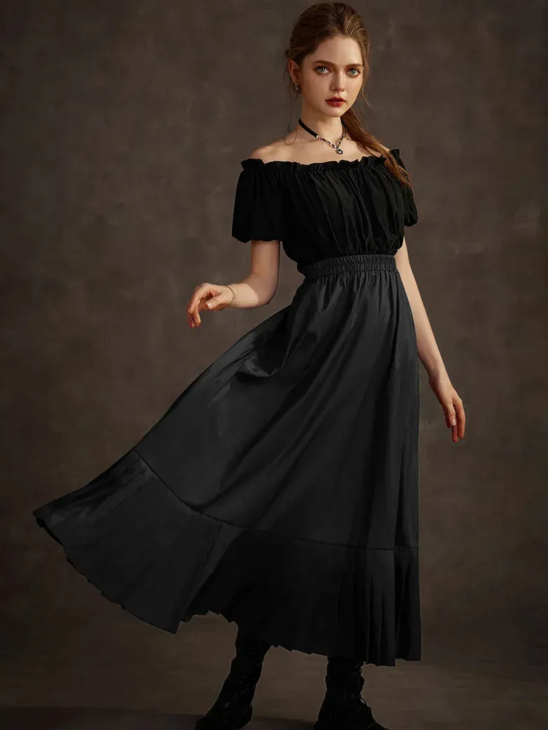 Victorian Goth Tiered Pleated Hem Chameleon Maxi Skirt