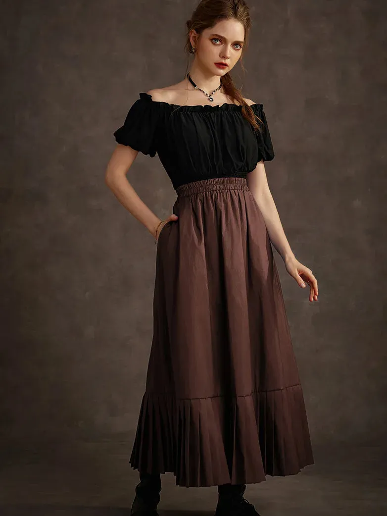 Victorian Goth Tiered Pleated Hem Chameleon Maxi Skirt