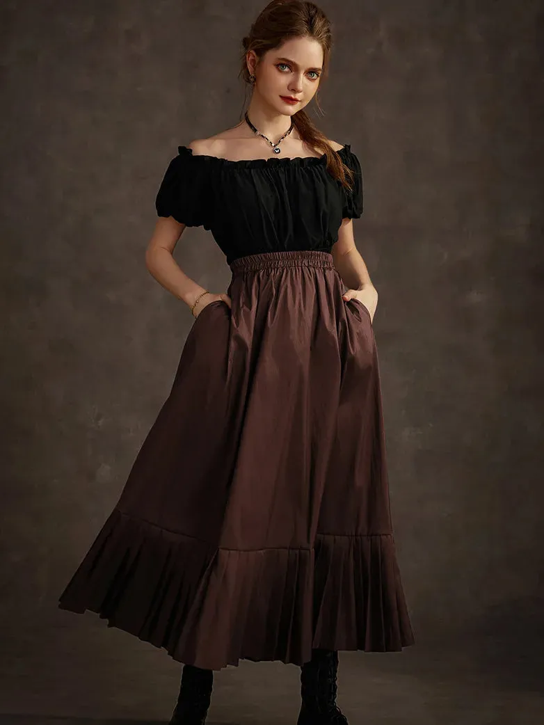 Victorian Goth Tiered Pleated Hem Chameleon Maxi Skirt