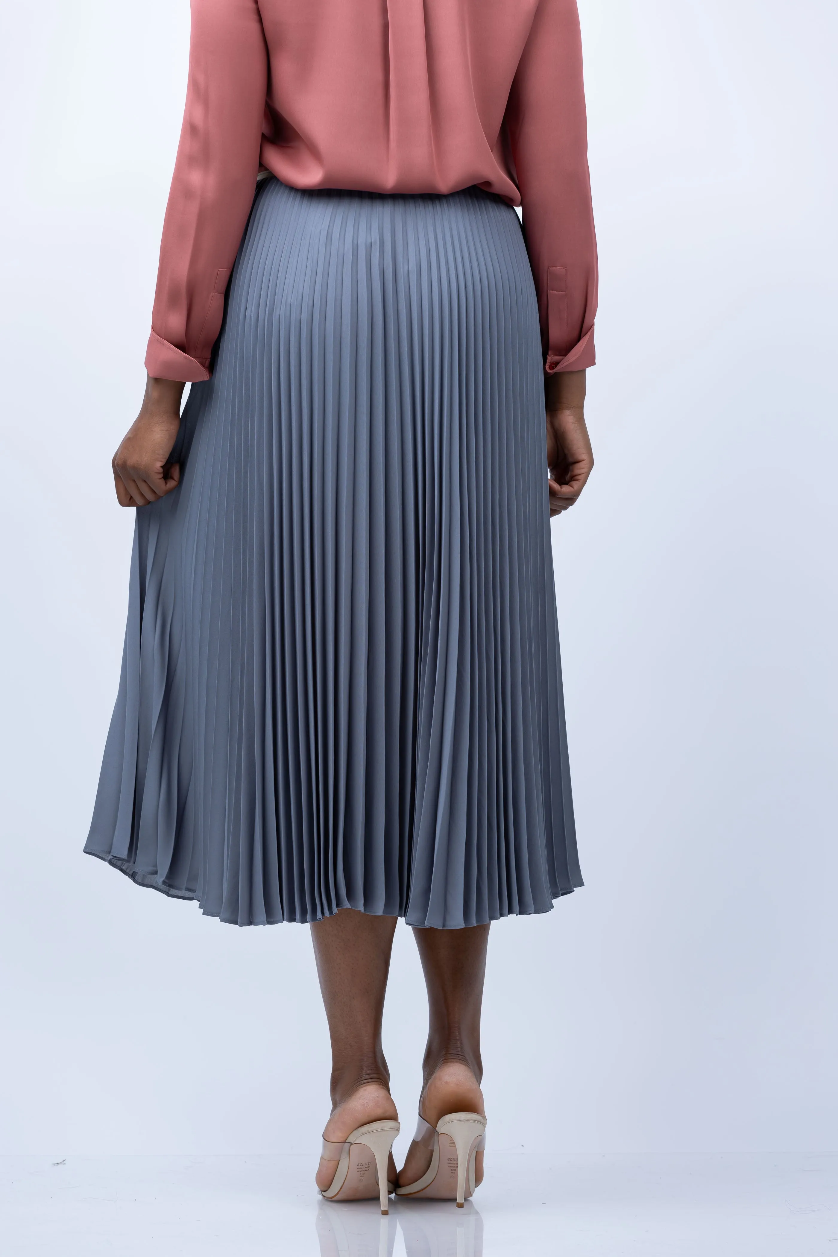 Vince Draped Pleated Skirt in Lake Stone