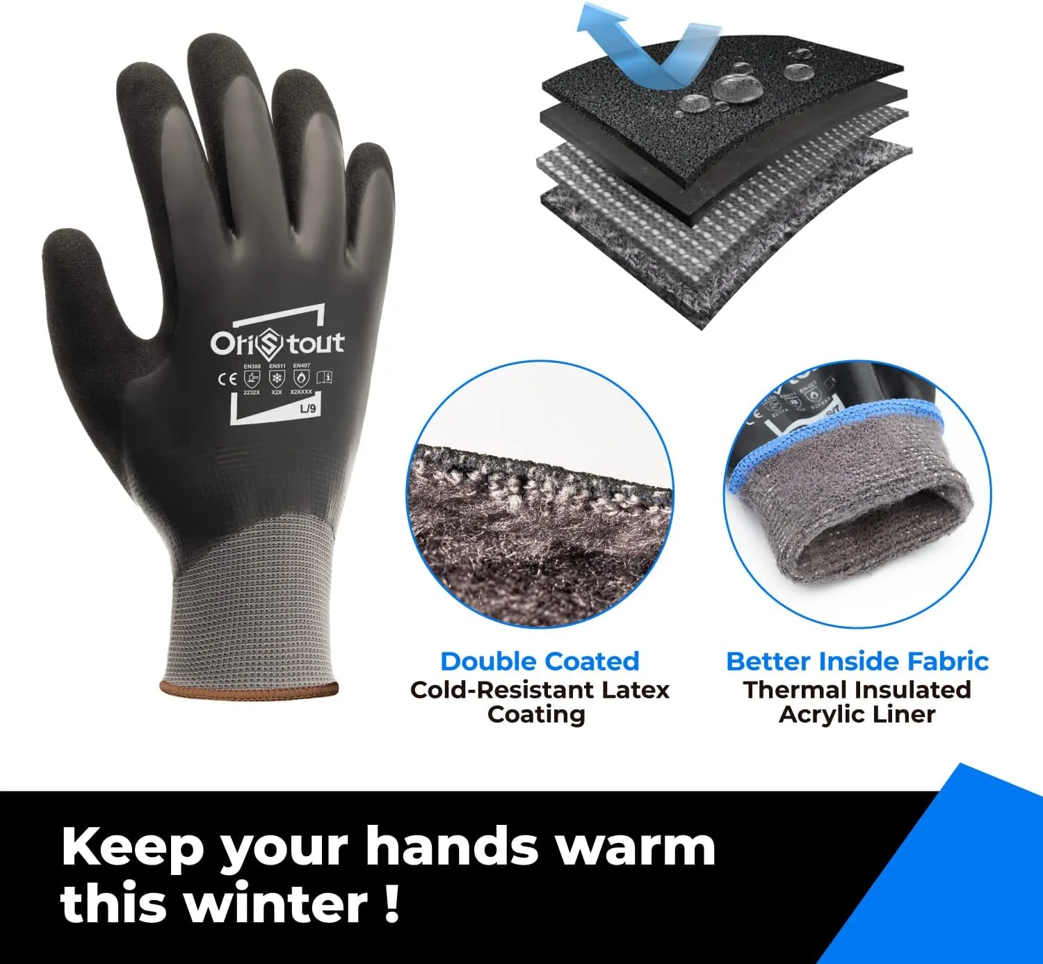 Waterproof Winter Gloves, Touchscreen, Freezer Gloves, Thermal Insulated Fishing Gloves