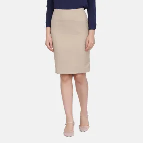 Women's Cotton Work Beige Straight Skirt