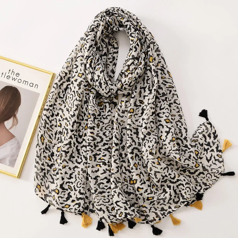 Women's Thin Lovely Butterfly Floral Tassel Scarf