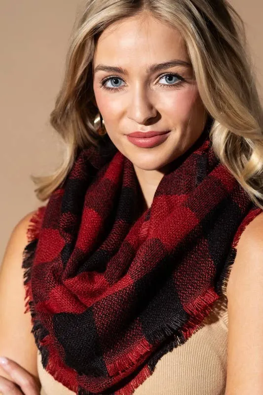 Woven Buffalo Checkered Infinity Scarf