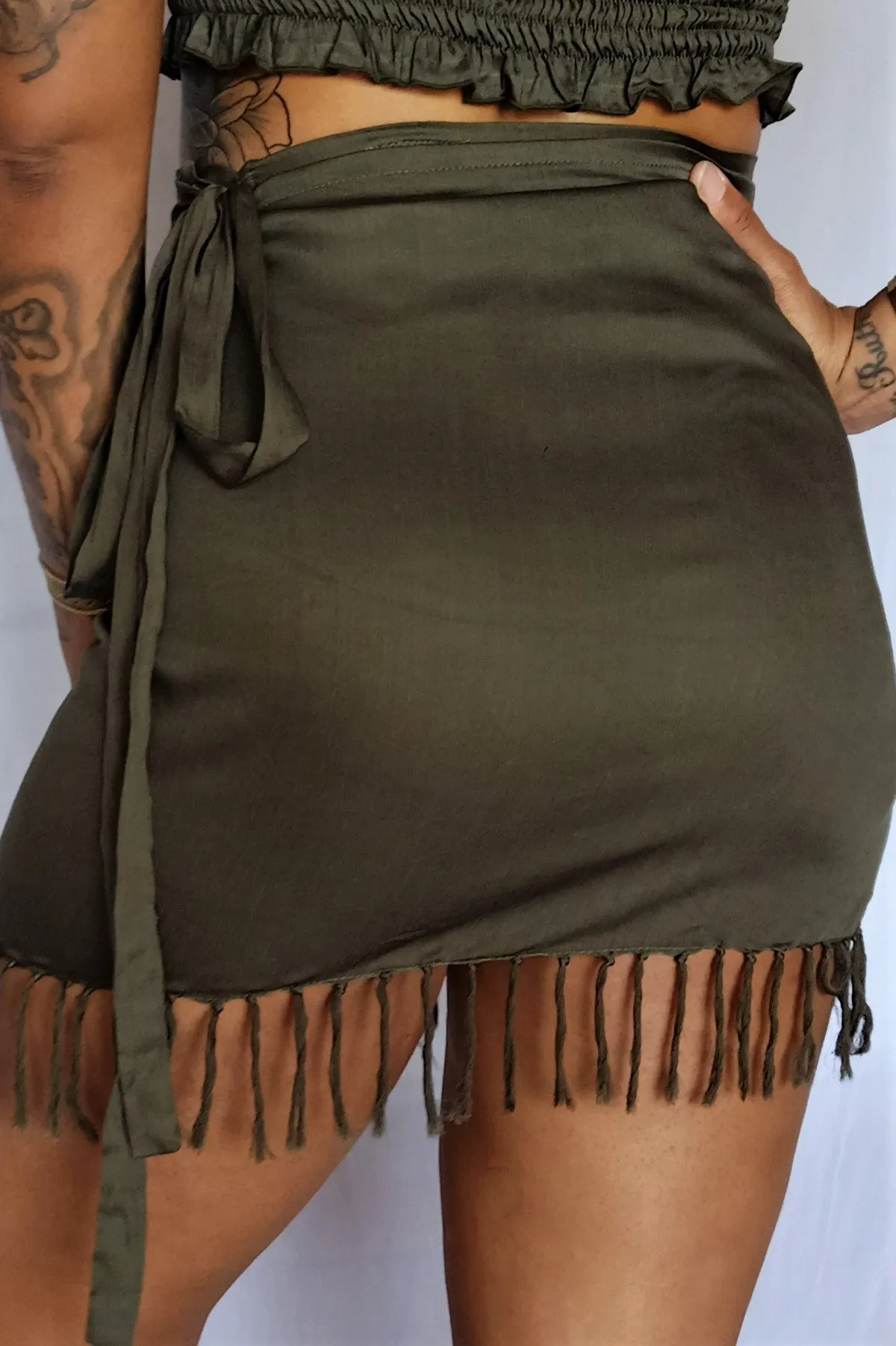 Wrap Mini Skirt in Sage