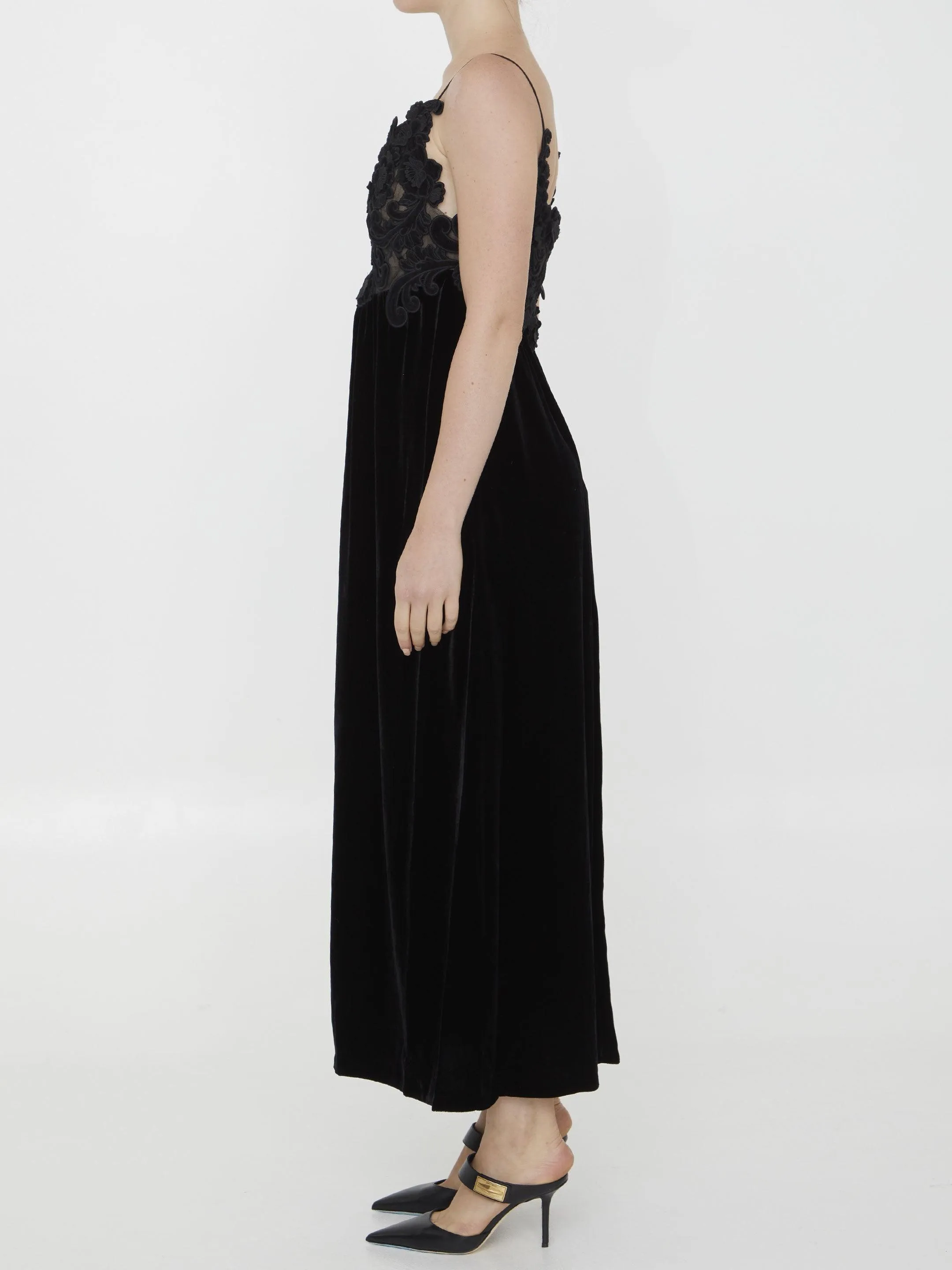 Zimmermann Sensory Velvet Slip Black Dress