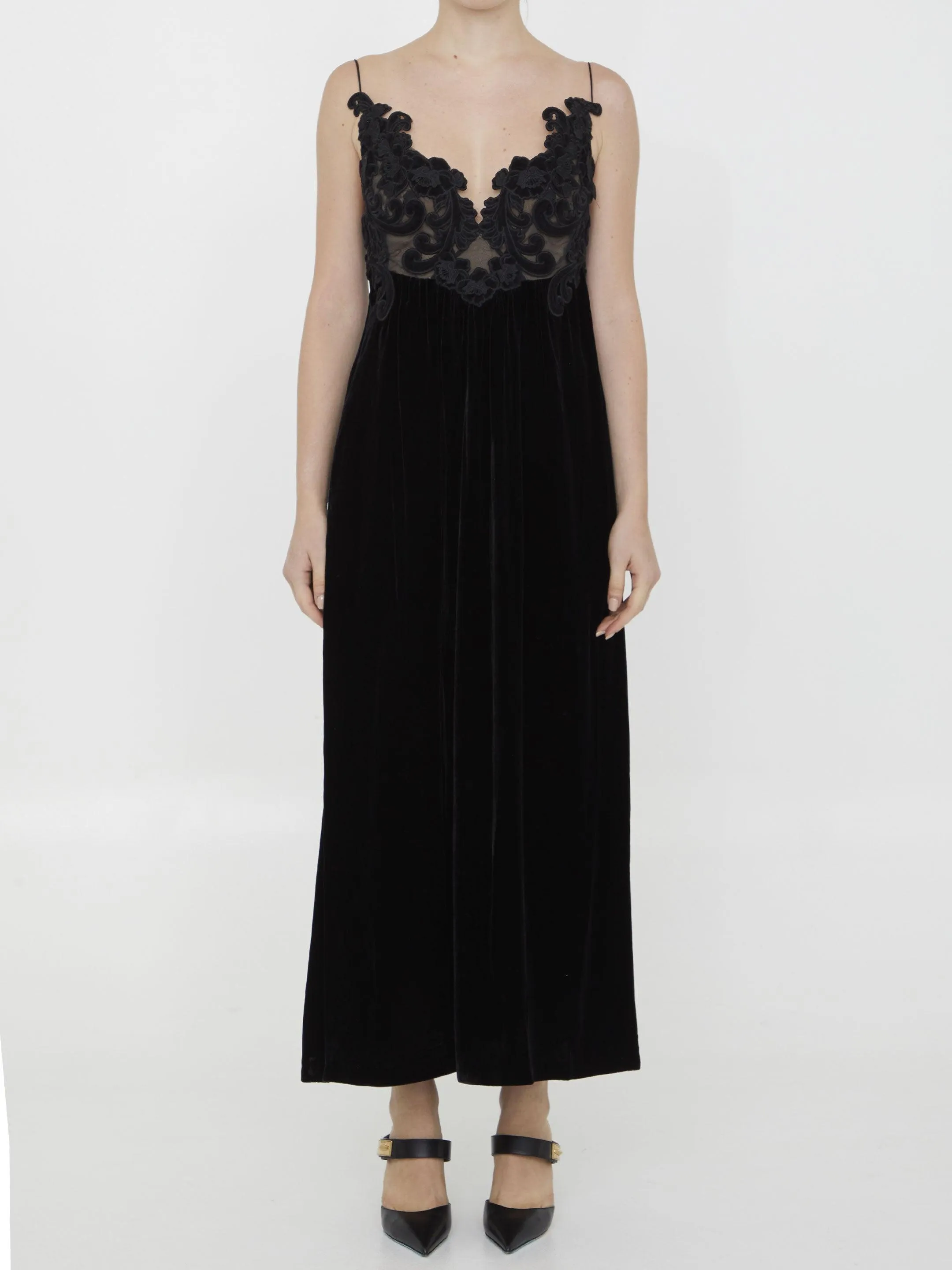 Zimmermann Sensory Velvet Slip Black Dress