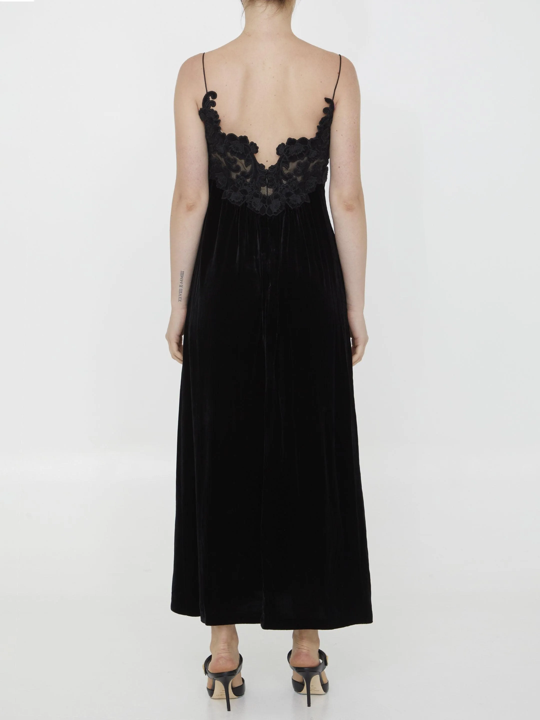 Zimmermann Sensory Velvet Slip Black Dress