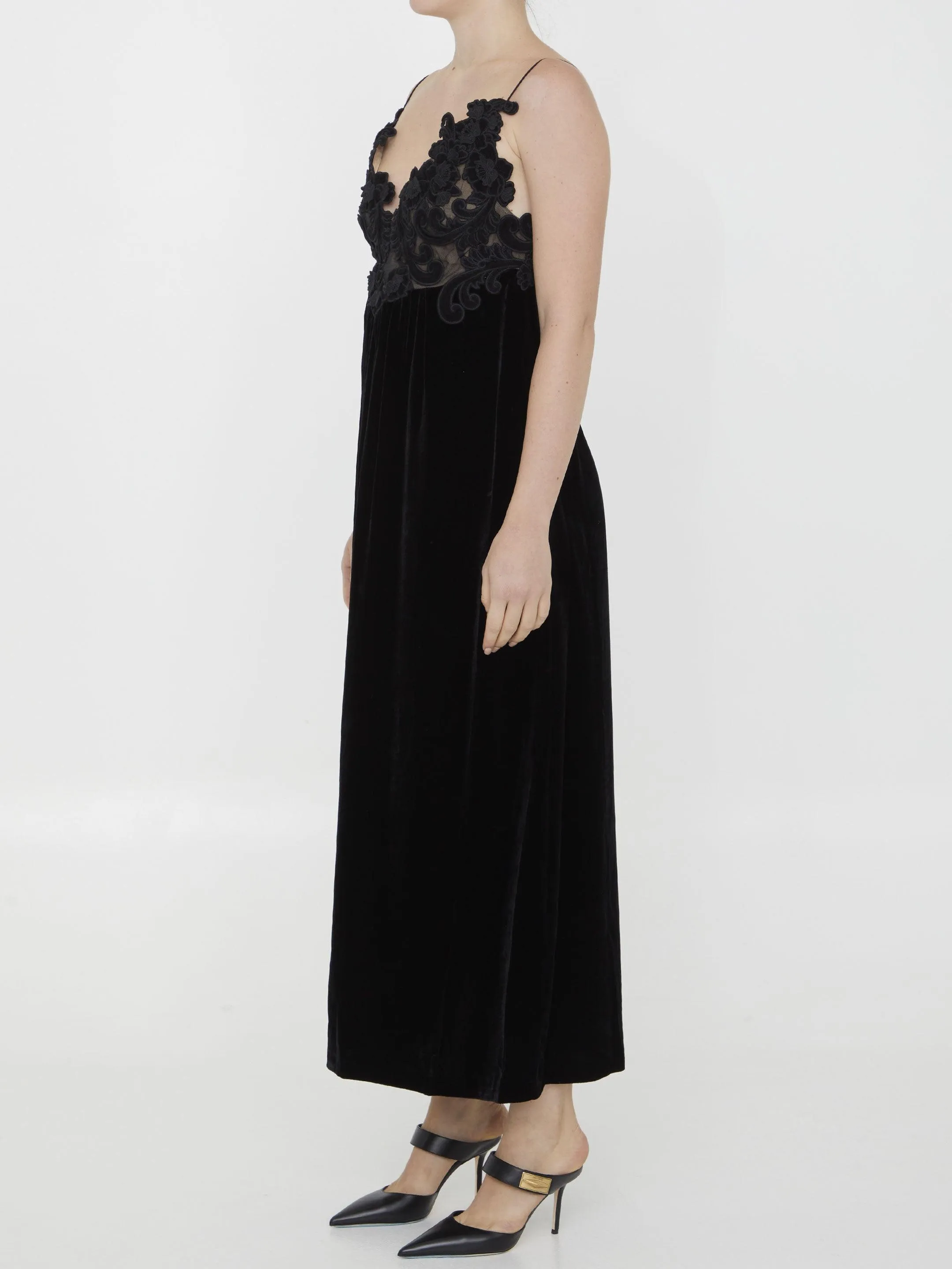 Zimmermann Sensory Velvet Slip Black Dress